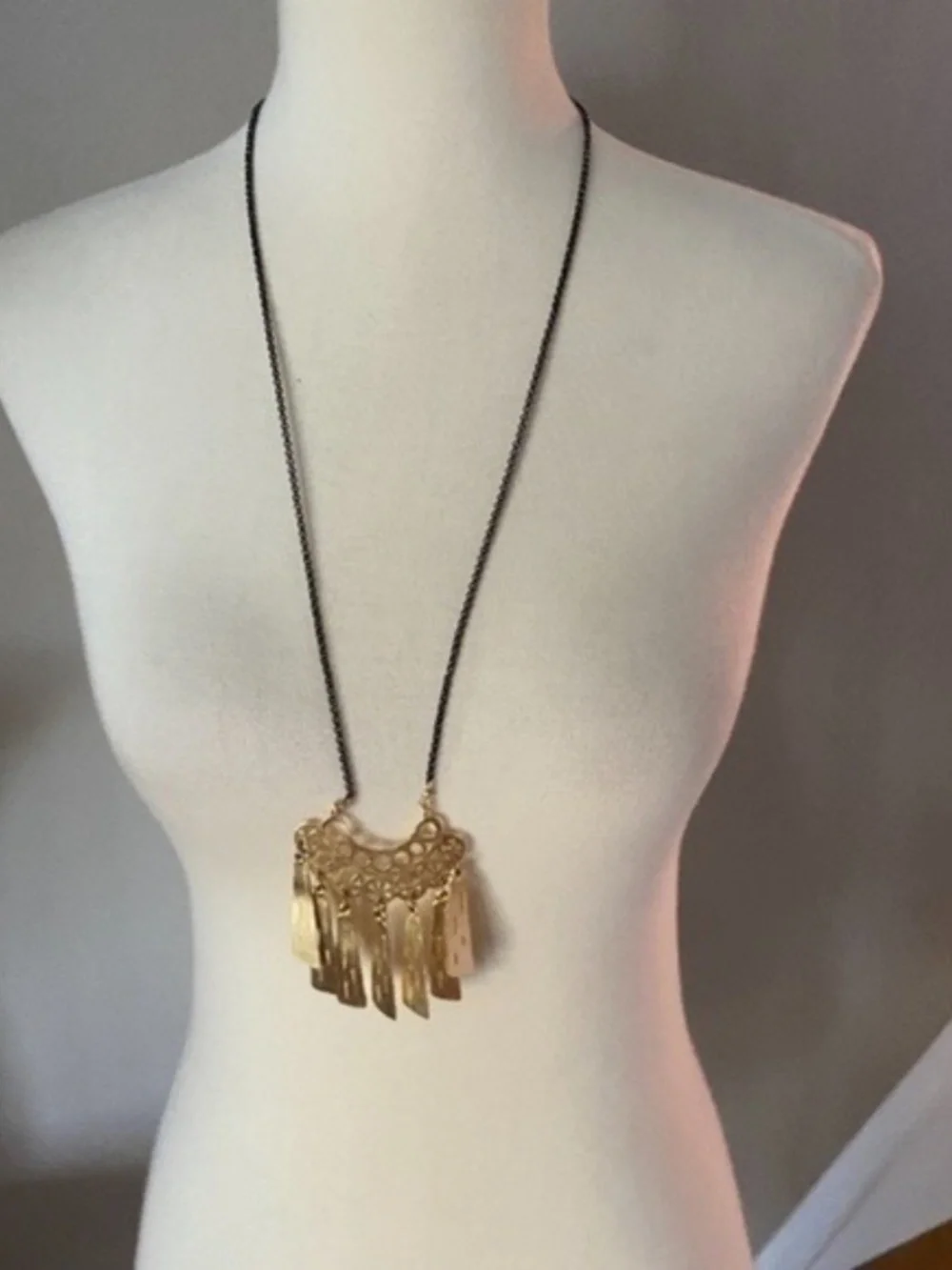 Anthropologie Wendy Mink Gold Pendant  Long Necklace